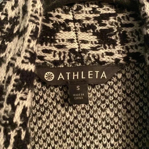 Athleta extra long black/white open cardigan - small - wool/cashmere blend - Picture 2 of 9